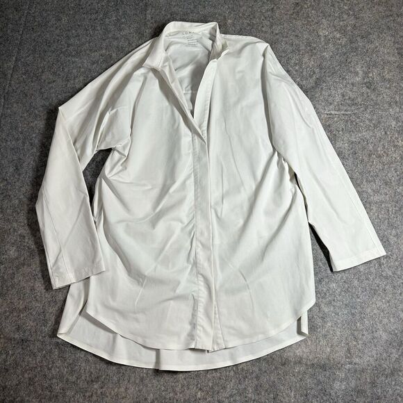 A Day Something Borrowed Shirt Womens Large Loose Fit Tunic Snap Button Up - Picture 1 of 9
